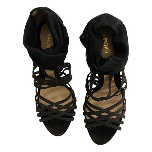 Pre-owned Santoni Leather Sandals In Black