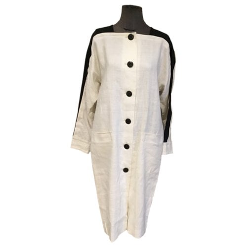 Pre-owned Lanvin Linen Mid-length Dress In White
