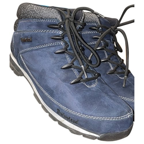 Pre-owned Timberland Leather Boots In Navy