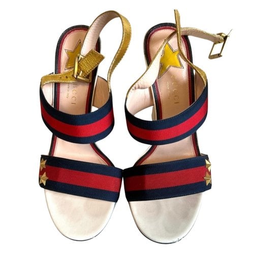 Pre-owned Gucci Cloth Sandal In Gold