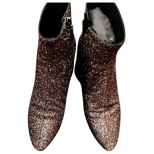 Pre-owned Saint Laurent Glitter Boots In Pink