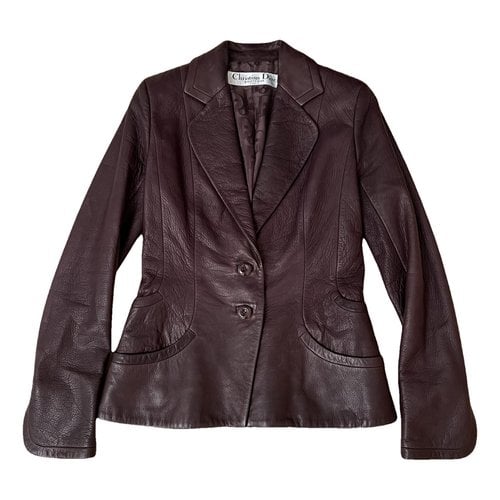 Pre-owned Dior Leather Blazer In Brown