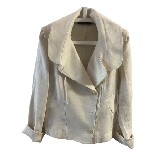 Pre-owned Donna Karan Linen Jacket In Ecru