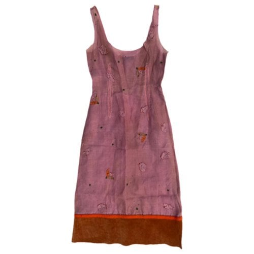 Pre-owned Prada Silk Mid-length Dress In Pink