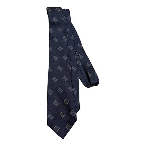 Pre-owned Giorgio Armani Wool Tie In Blue