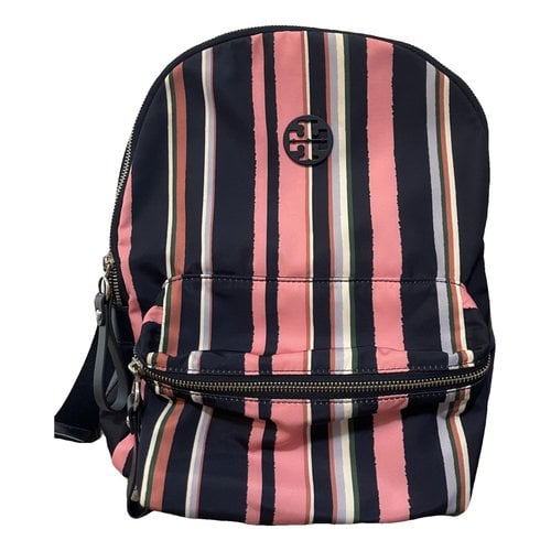 Pre-owned Tory Burch Cloth Backpack In Blue
