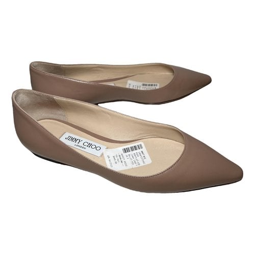 Pre-owned Jimmy Choo Leather Flats In Pink