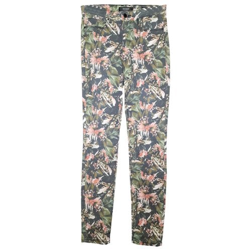 Pre-owned Guess Silk Slim Pants In Multicolour