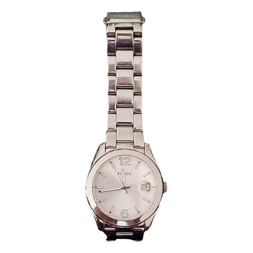 Pre-owned Fossil Silver Watch In White