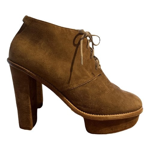 Pre-owned Opening Ceremony Lace Up Boots In Camel