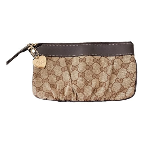 Pre-owned Gucci Ophidia Cloth Clutch Bag In Brown