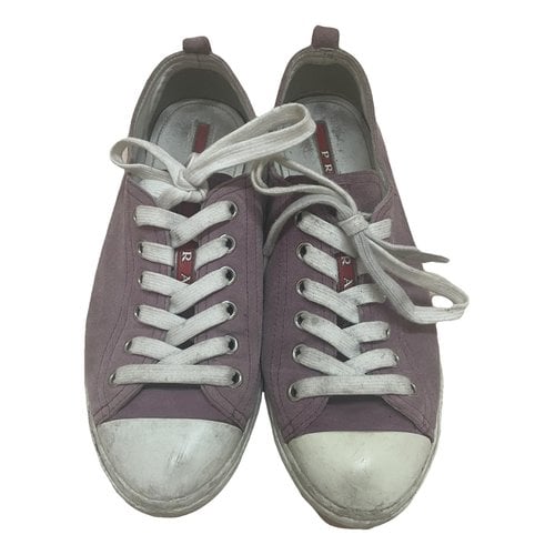 Pre-owned Prada Leather Trainers In Purple