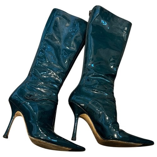 Pre-owned Jimmy Choo Patent Leather Boots In Green