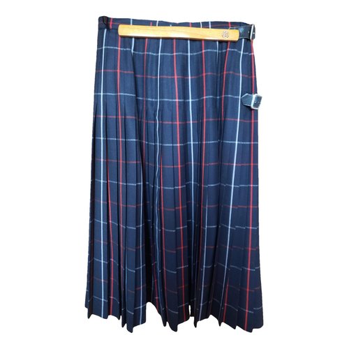 Pre-owned Burberry Wool Maxi Skirt In Blue
