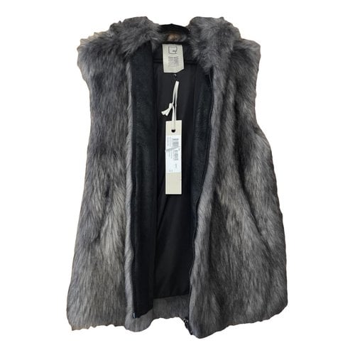 Pre-owned Rizal Faux Fur Coat In Anthracite