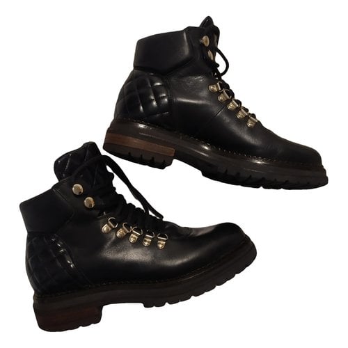 Pre-owned Marella Leather Biker Boots In Black