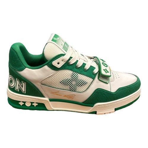Pre-owned Louis Vuitton Lv Trainer Leather Trainers In Green