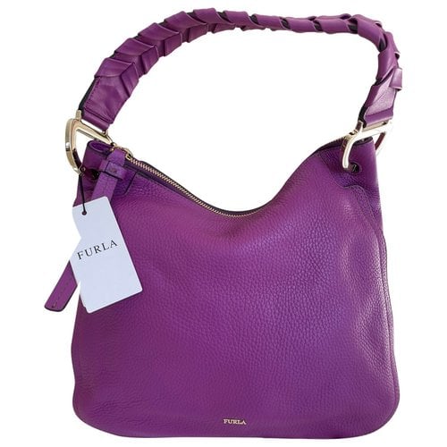 Pre-owned Furla Candy Bag Leather Handbag In Purple