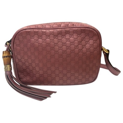 Pre-owned Gucci Bree Leather Crossbody Bag In Burgundy