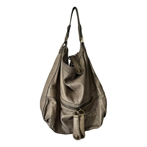 Pre-owned Gerard Darel Midday Midnight Leather Handbag In Grey
