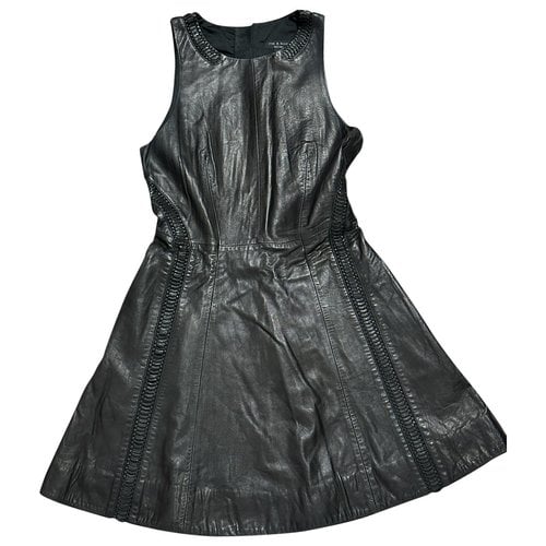Pre-owned Rag & Bone Leather Mid-length Dress In Black