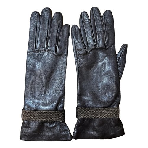 Pre-owned Armani Collezioni Leather Gloves In Brown