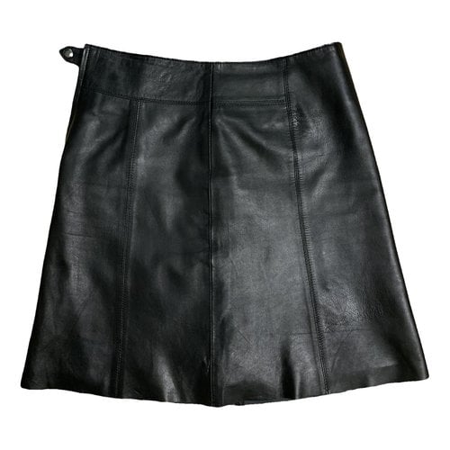 Pre-owned Selected Leather Mini Skirt In Black