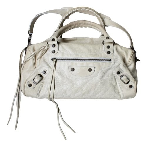 Pre-owned Balenciaga Part Time Leather Handbag In White