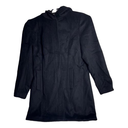 Pre-owned Cole Haan Wool Trench Coat In Black