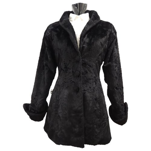 Pre-owned Fendi Faux Fur Coat In Black