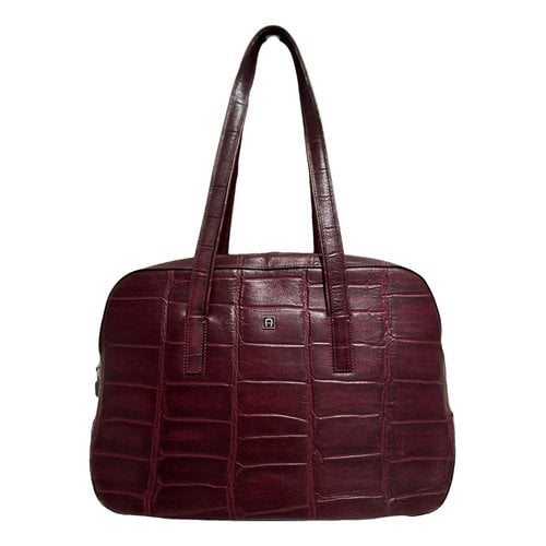 Pre-owned Aigner Leather Bag In Purple