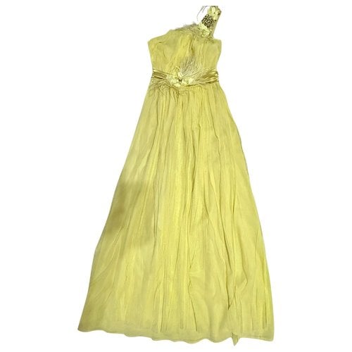 Pre-owned Elisabetta Franchi Glitter Maxi Dress In Yellow