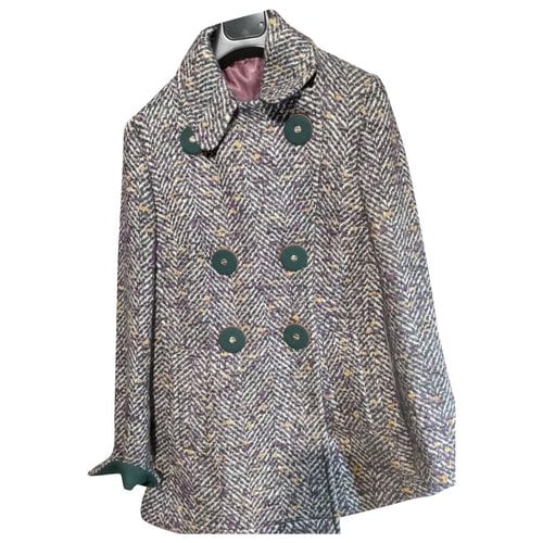 Pre-owned Fay Wool Coat In Burgundy