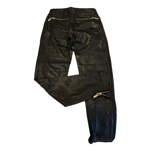 Pre-owned Mangano Leather Slim Pants In Black