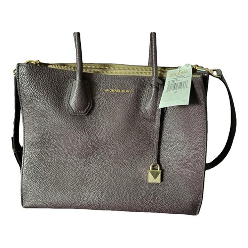 Pre-owned Michael Kors Adele Leather Tote In Purple