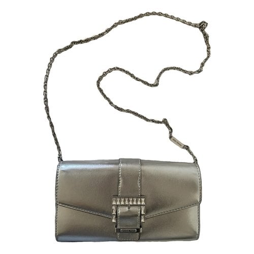 Pre-owned Michael Kors Leather Clutch Bag In Silver