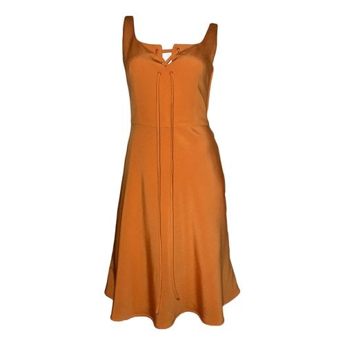 Pre-owned Claude Montana Silk Mid-length Dress In Orange