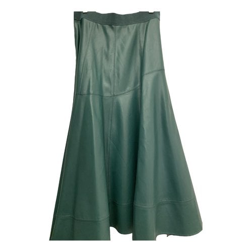 Pre-owned Max & Co Vegan Leather Mid-length Skirt In Turquoise
