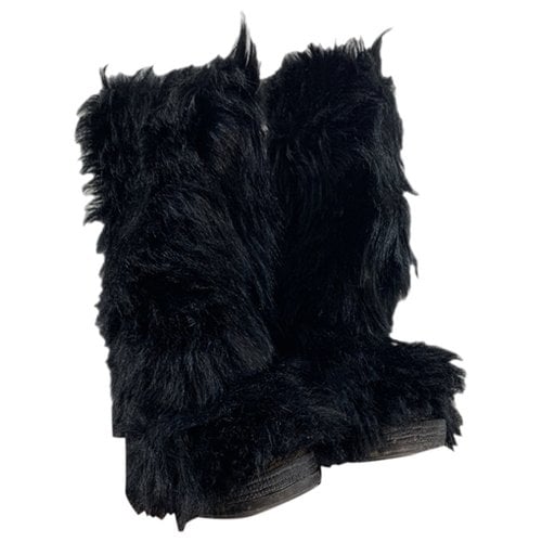 Pre-owned Diadora Faux Fur Snow Boots In Black