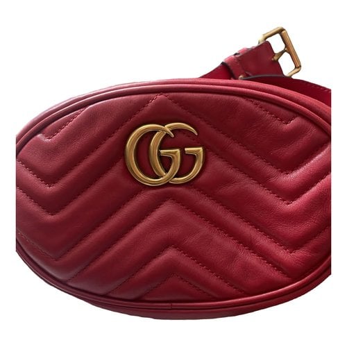 Pre-owned Gucci Leather Clutch Bag In Red