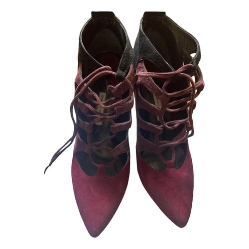 Pre-owned Gianni Marra Leather Heels In Burgundy