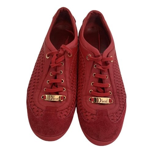 Pre-owned Dior Leather Trainers In Red