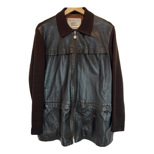 Pre-owned Burberry Leather Short Vest In Brown