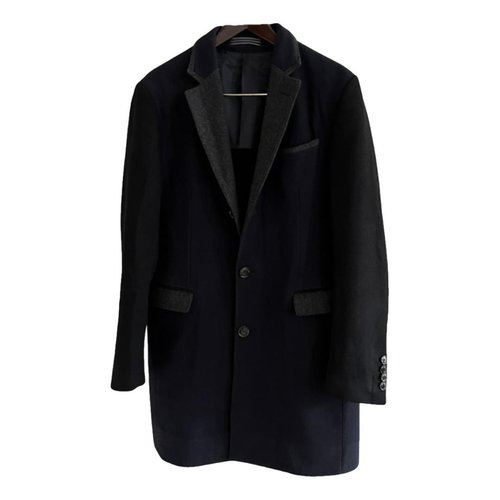 Pre-owned Moschino Wool Coat In Navy