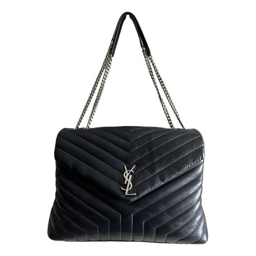 Pre-owned Saint Laurent Loulou Leather Crossbody Bag In Navy