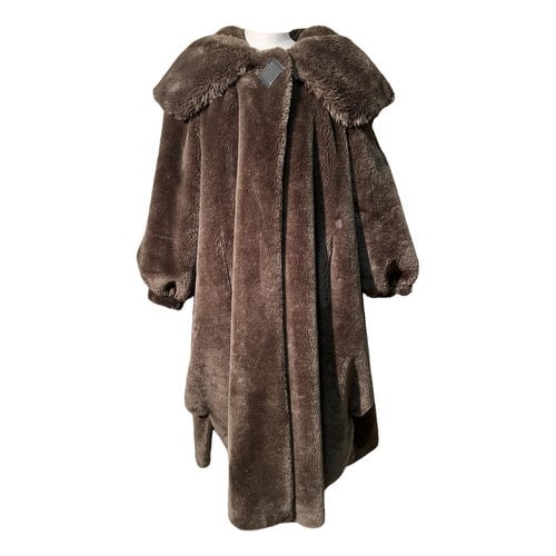 Pre-owned Liviana Conti Faux Fur Coat In Brown