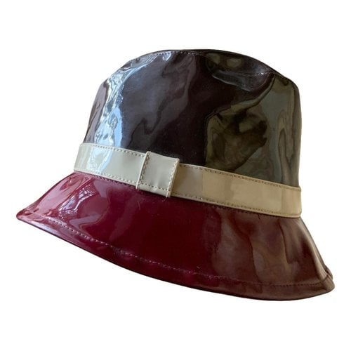 Pre-owned Burberry Patent Leather Hat In Burgundy