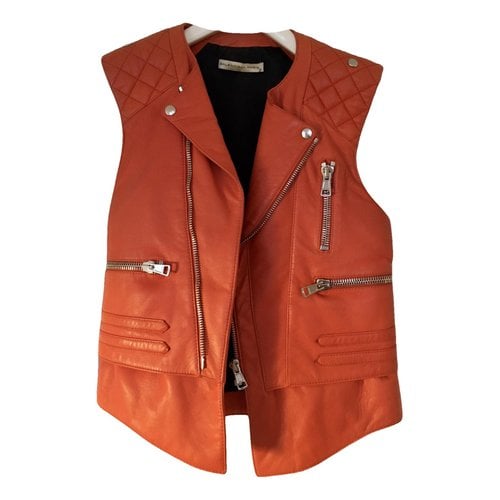 Pre-owned Balenciaga Leather Jacket In Orange