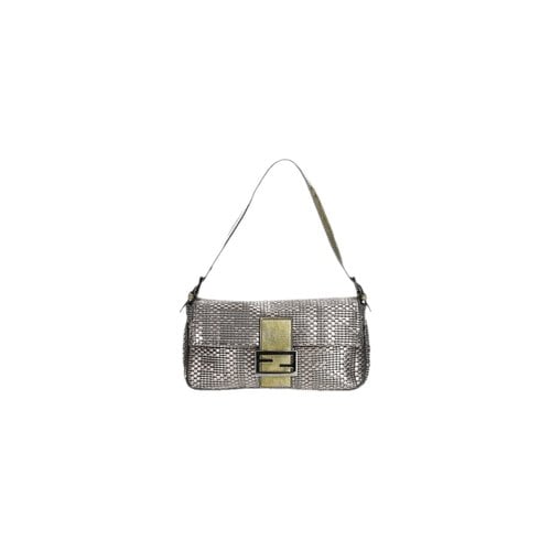 Pre-owned Fendi Baguette Cloth Handbag In Grey