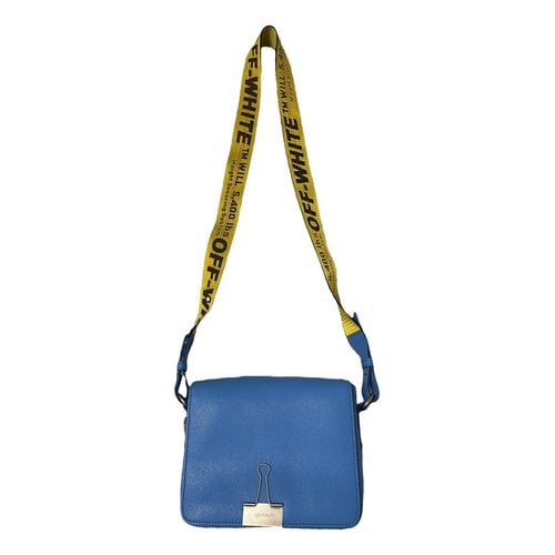Pre-owned Off-white Binder Leather Crossbody Bag In Blue